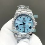 8+ Factory Super Clone Rolex Gain Weight Day-Date 40mm Ice Blue Dial Diamond Watch 